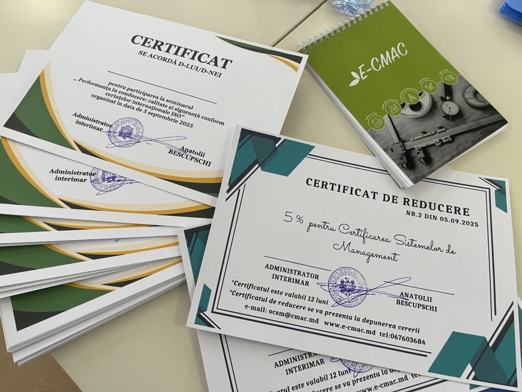 Seminar CMAC „Performanța în conducere – calitate și siguranță ISO”