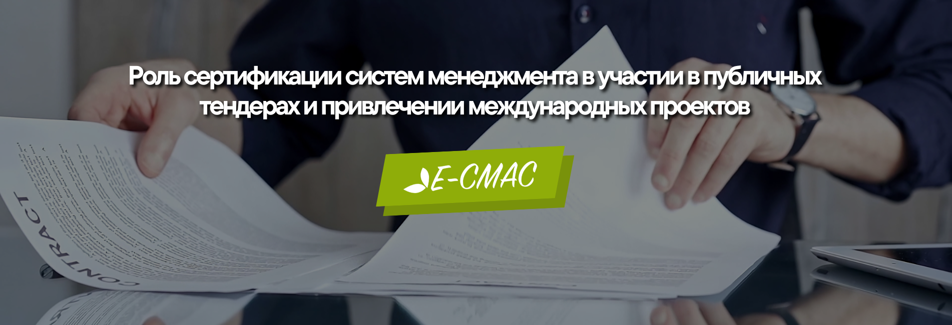 Человек изучает контрактные документы, символизируя сертификацию систем менеджмента